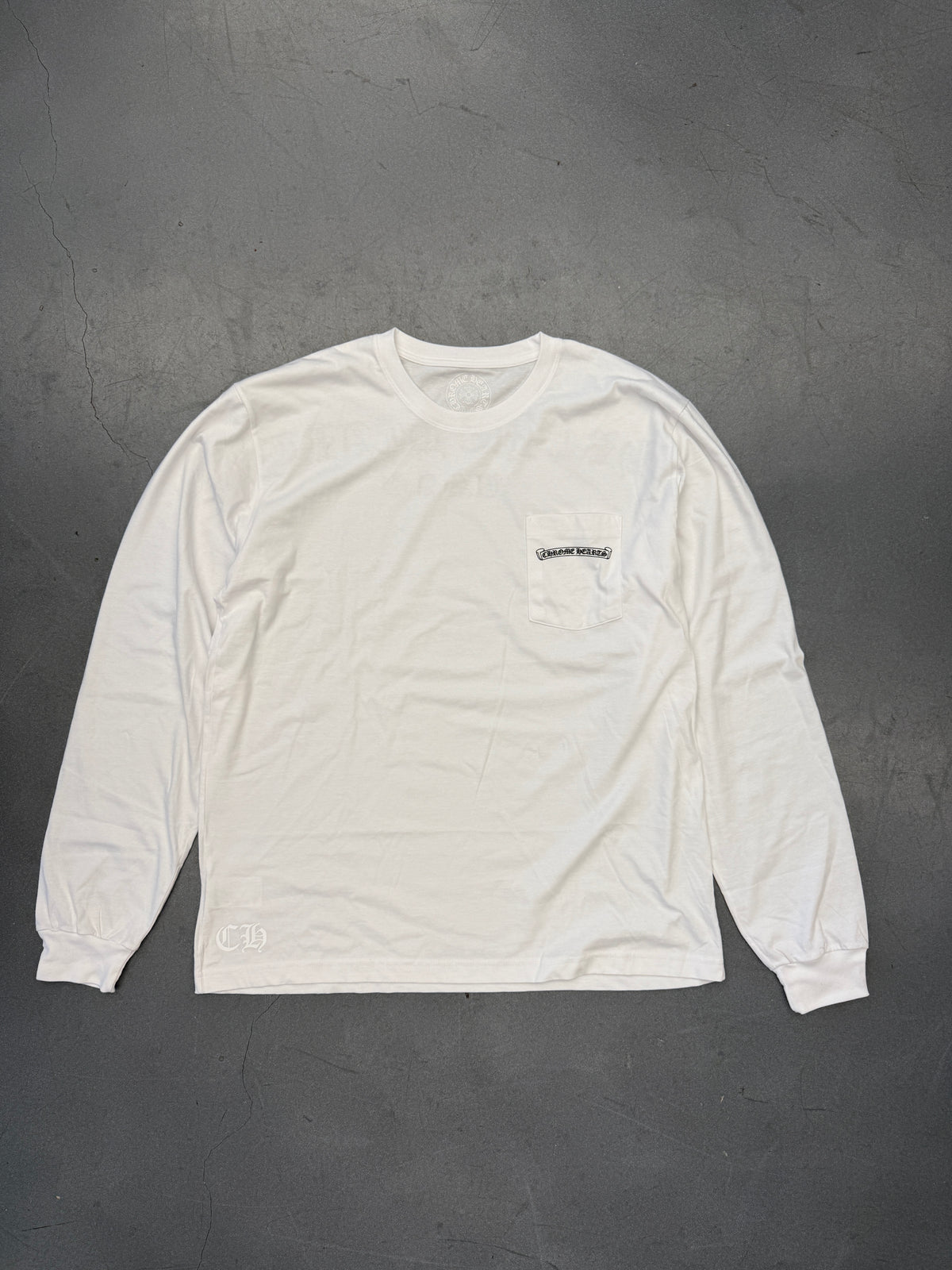 CHROME HEARTS U.S.A. LONG SLEEVE POCKET TEE - WHITE/BLACK