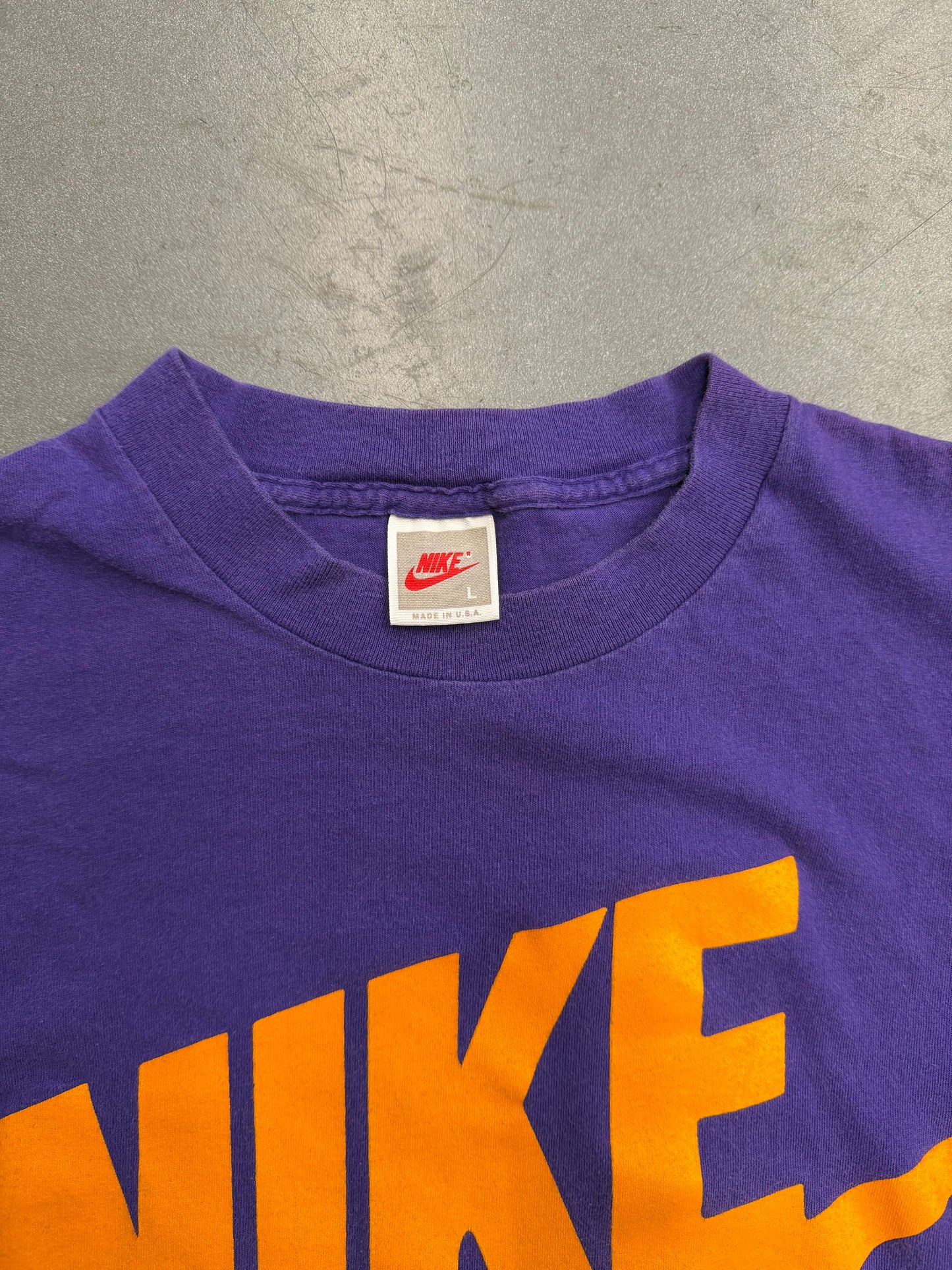 90S NIKE AIR ORANGE LOGO PURPLE TEE (GREY/RED/WHITE TAG)