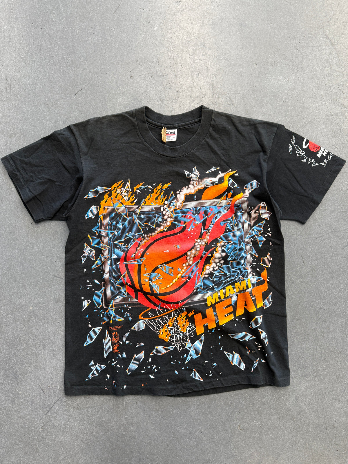 1992 NBA MIAMI HEAT SHATTERED BACKBOARD TEE (ANVIL RED BAR TAG) - L