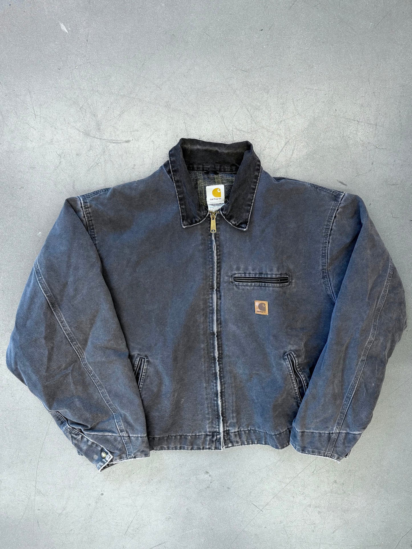 90S CARHARTT FLANNEL LINED INSULATED COLLARED CANVAS WORK JACKET