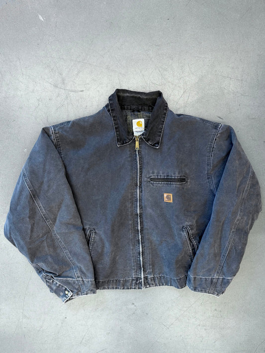 90S CARHARTT FLANNEL LINED INSULATED COLLARED CANVAS WORK JACKET