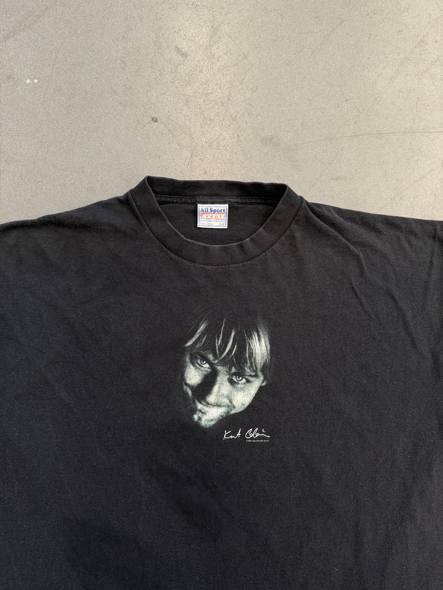 2000 THE END OF MUSIC KURT COBAIN BLUE EYES PORTRAIT TEE (ALL SPORT TAG)