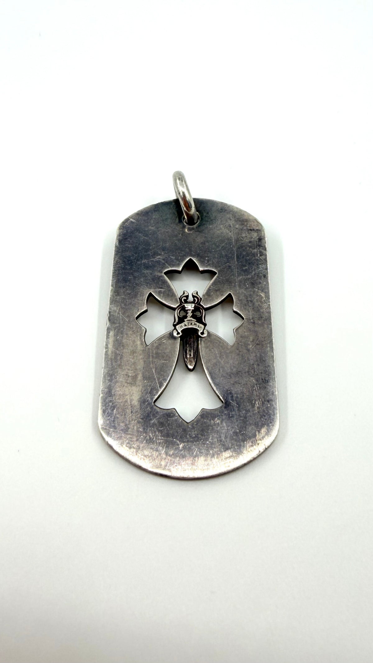 CHROME HEARTS DAGGER CROSS DOG TAG SILVER PENDANT