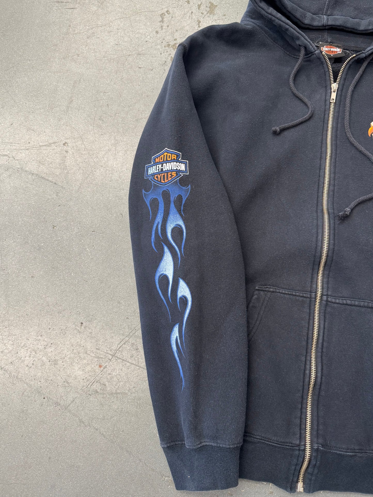 2005 HARLEY-DAVIDSON RENO NEVADA BLUE FLAMES ZIP-UP HOODIE