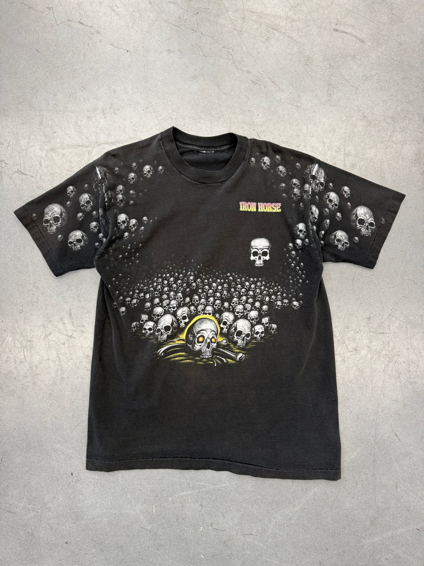 1995 IRON HORSE SKULLS AND EAGLE AOP TEE (PULLED TAG)