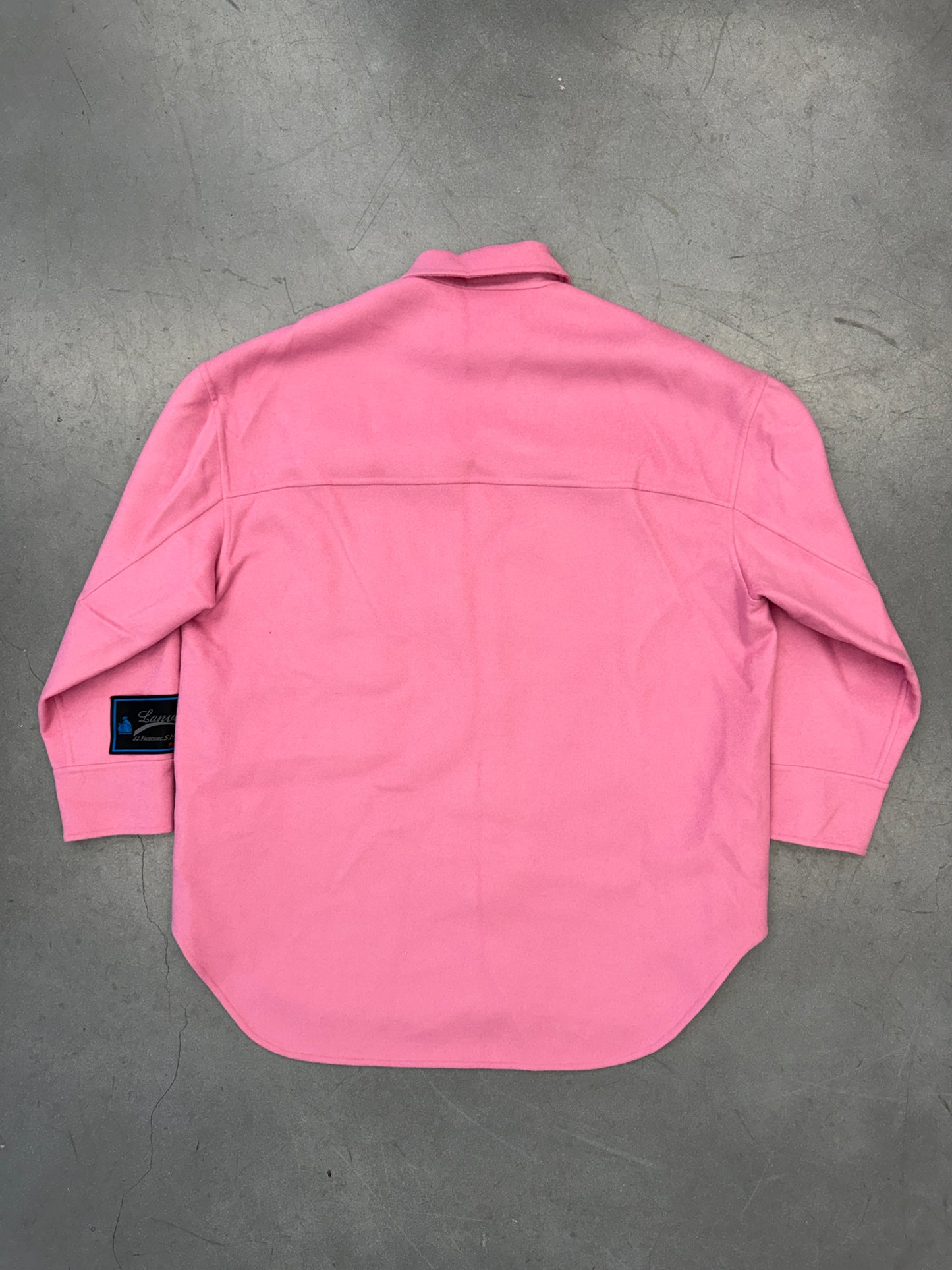 LANVIN SIGNATURE PATCH WOOL JUMBO PEA COAT - PINK