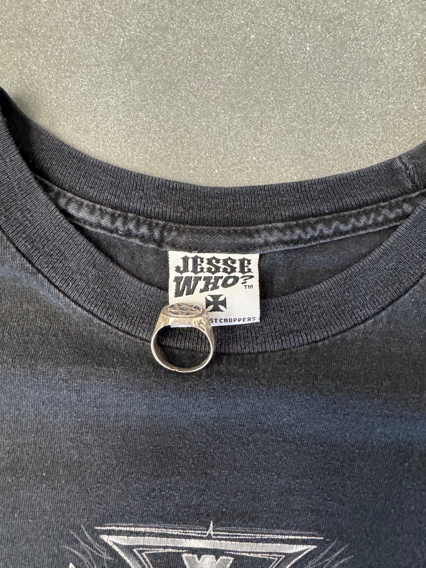 00'S WEST COAST CHOPPERS IRON CROSS LOGO  "WEST COAST CHOPPERS" SPELLOUT LS TEE (JESSE WHO TAG) -L/XL