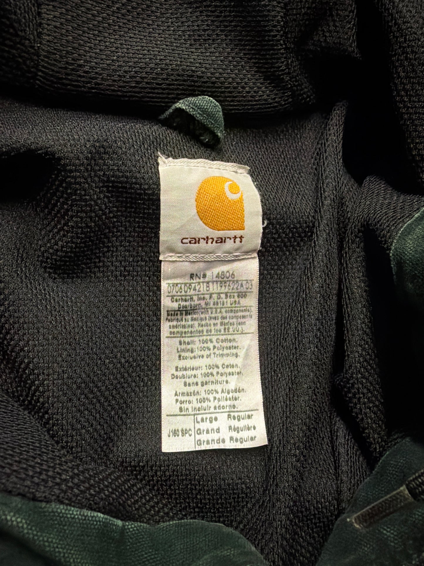 2000'S CARHARTT INSULATED CANVAS HOODIE - DARK GREEN (J160SPC L)