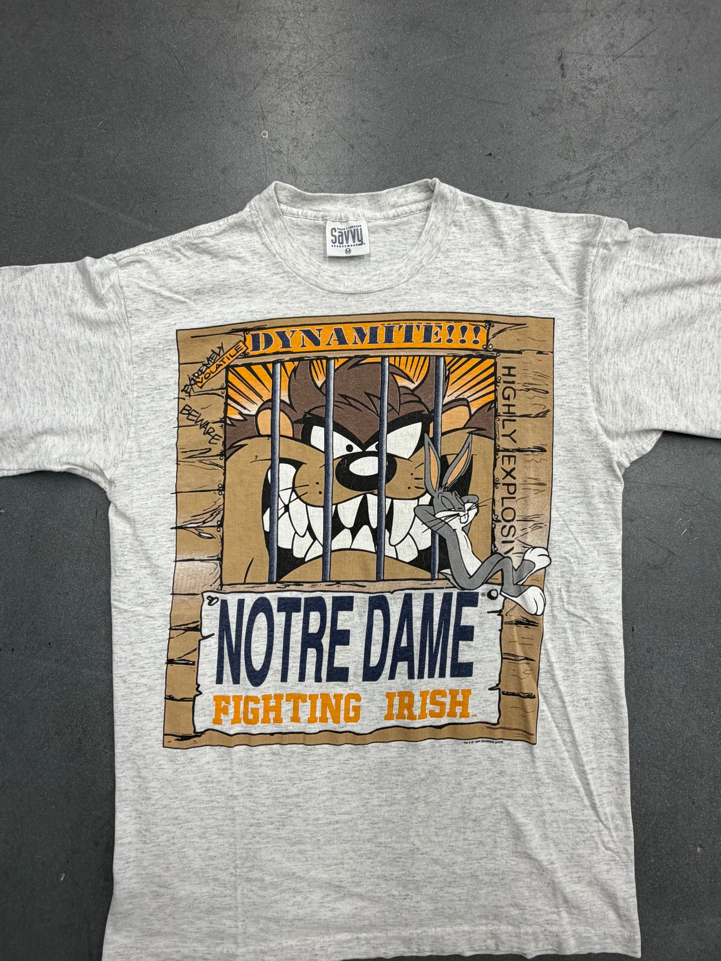 1994 NOTRE DAME FIGHTING IRISH "DYNAMITE" TAZ TEE (SAVY SPORTSWEAR TAG)