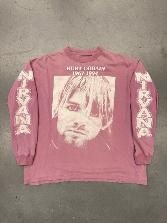 90S KURT COBAIN EYELINER MEMORIAL BOOTLEG LS TEE (PULLED TAG)