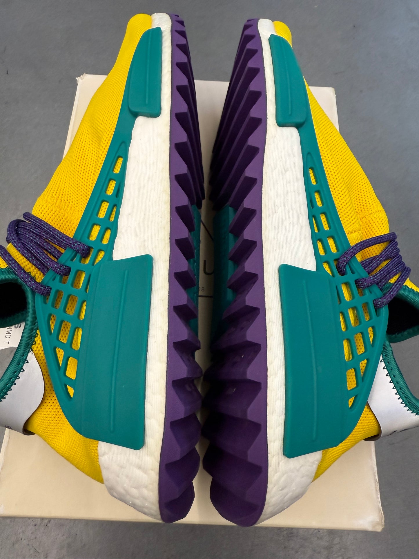 SIZE 11.5 ADIDAS NMD HUMAN RACE PHARRELL YELLOW (F&F) (BRAND NEW WITH BOX)