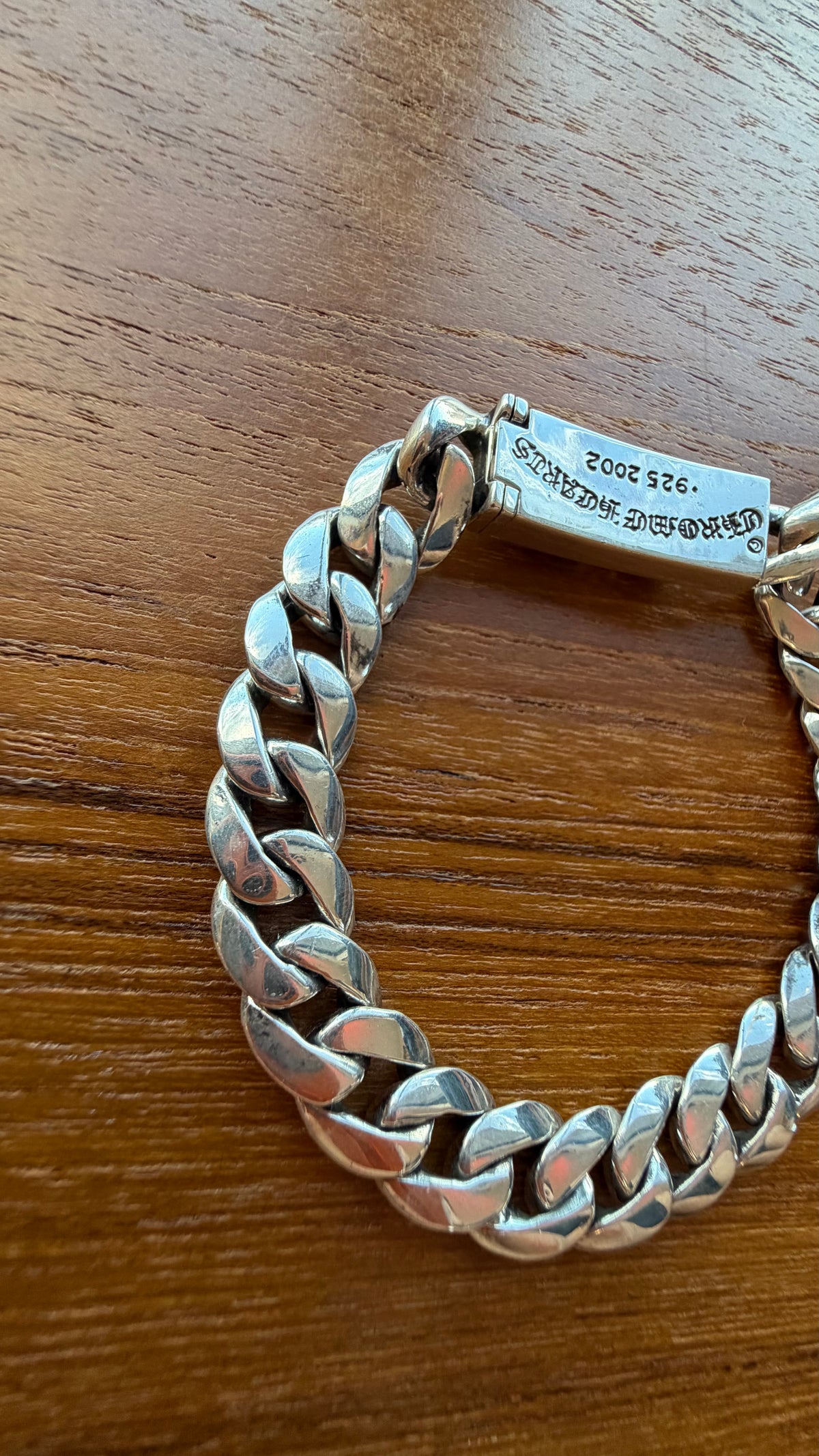CHROME HEARTS PAVE DIAMOND BABY ID FLORAL CROSS SILVER BRACELET