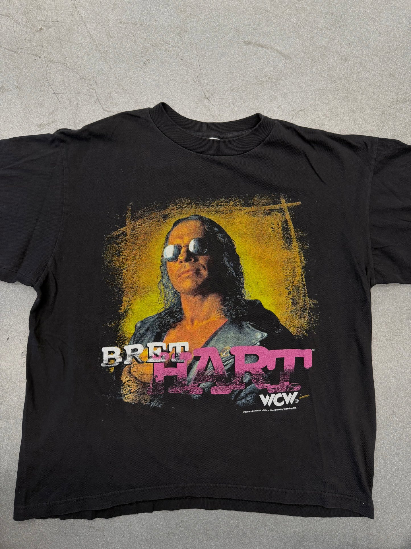 90S BRET HART WCW WRESTLING TEE (THE PLANET, INC. TAG)