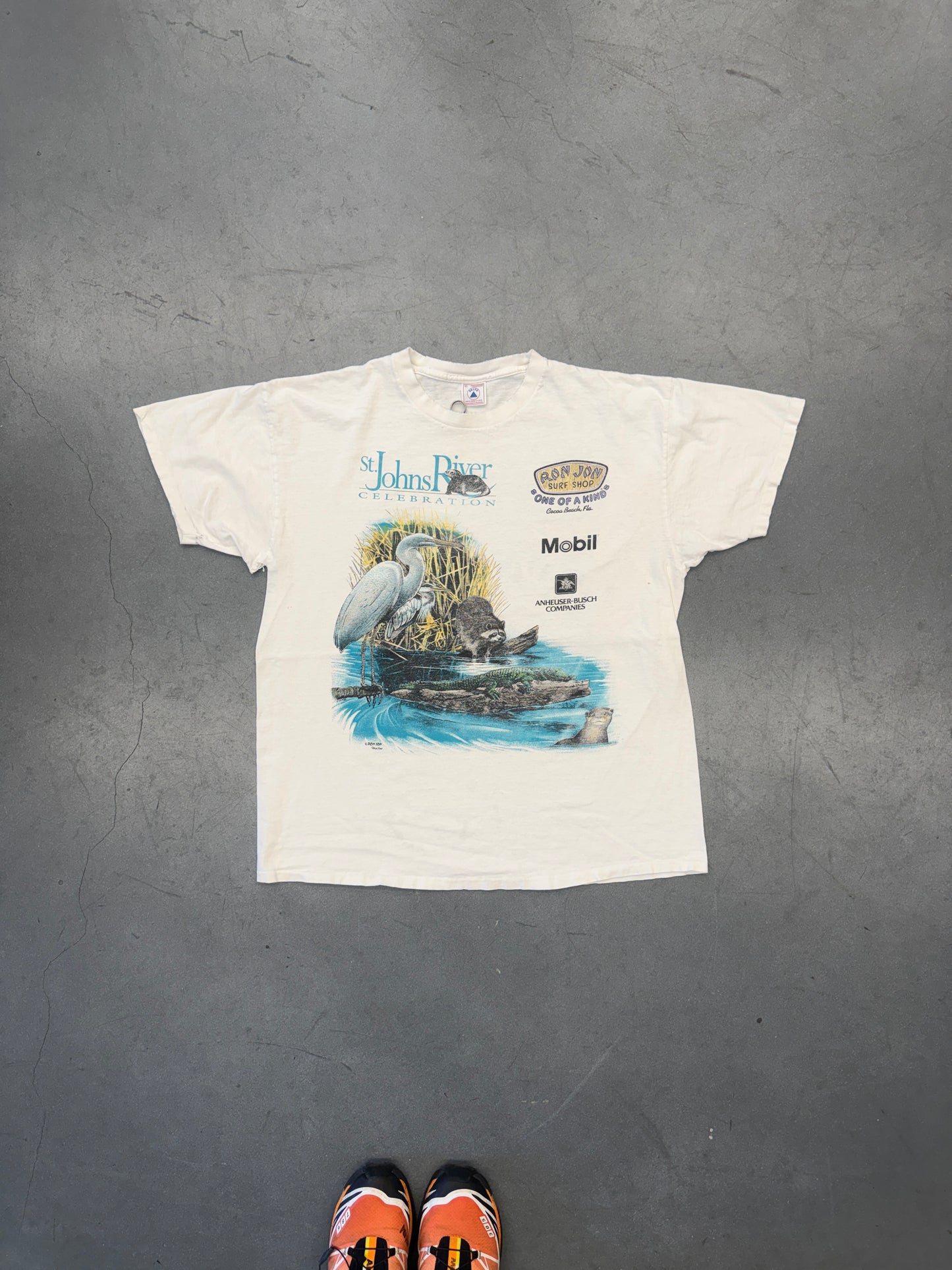 90'S RON JON SURF SHOP "ONE OF A KIND" COCOA BEACH, FLA. TEE (DELTA TAG)