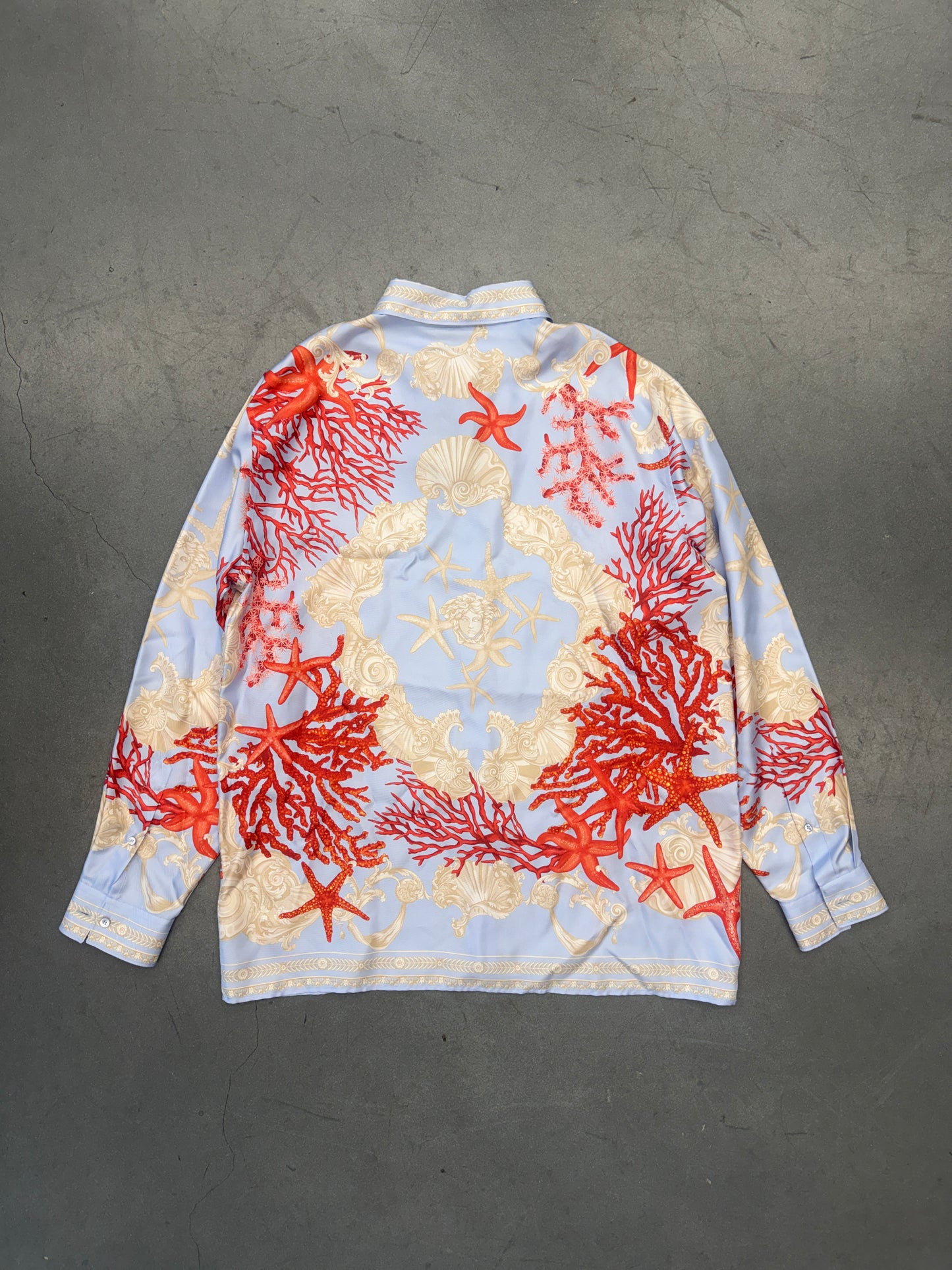 VERSACE BAROCCO SEA SILK LS BUTTON-UP SHIRT