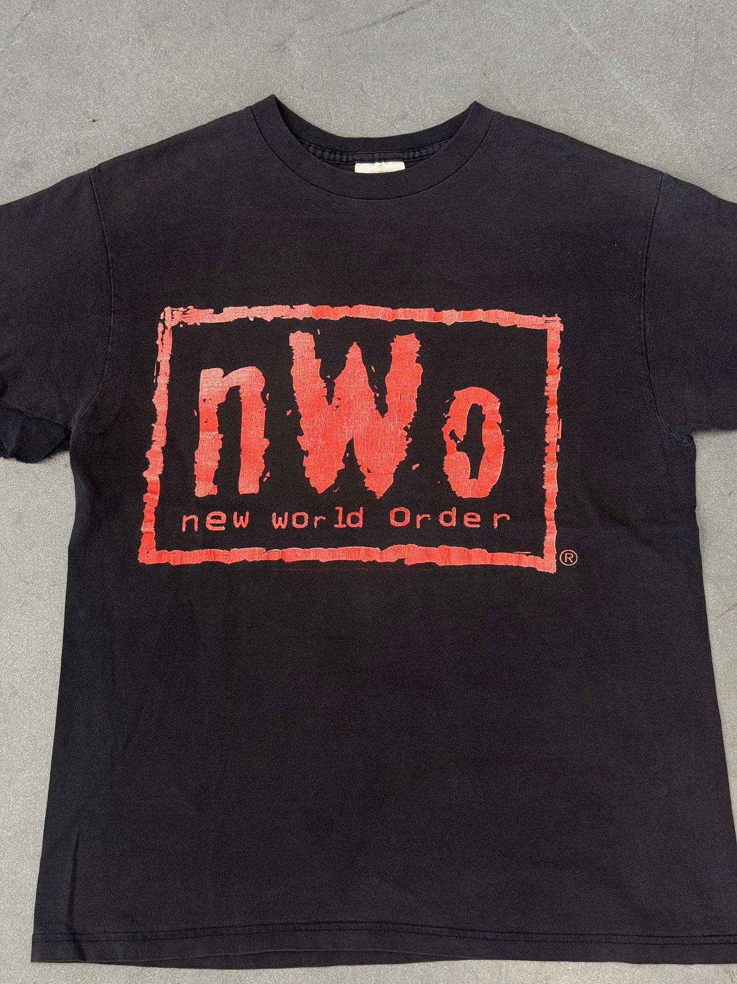 90S NWO NEW WORLD ORDER NO MERCY TEE (FADED PLANET TAG)