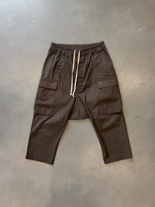 RICK OWENS WALRUS CROPPED DRAWSTRING CARGO PANTS - REPAIRED