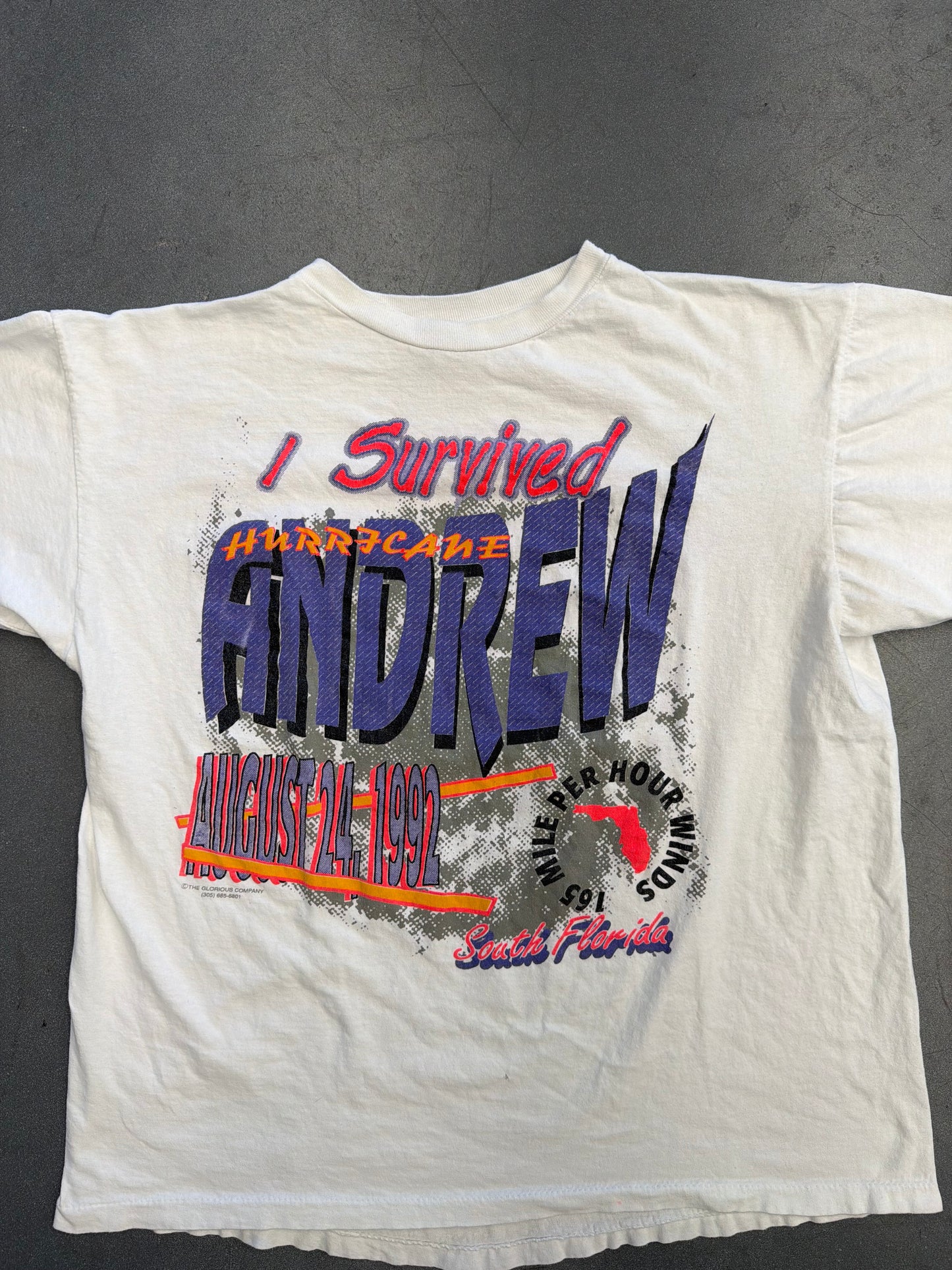 90'S "I SURVIVED HURRICANE ANDREW" TEE (CARIBBEAN DREAM TAG)