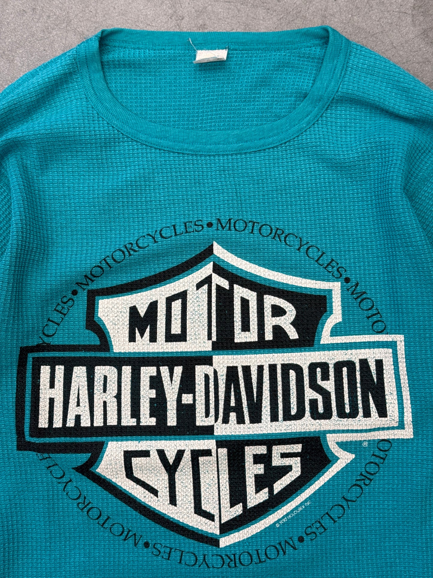 1992 HARLEY-DAVIDSON CHECKERBOARD CREST LOGO CITRUS HEIGHTS CALIFORNIA THERMAL (FADED HARLEY TAG)