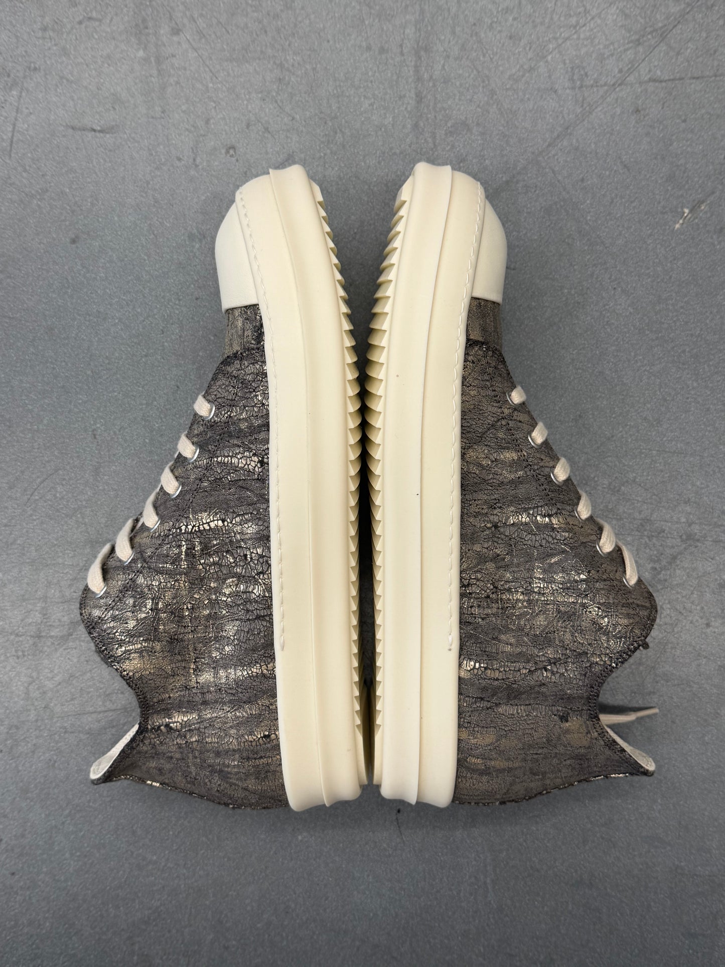 RICK OWENS DRKSHDW LOW-TOP  RAMONES SNEAKS - DARK GOLD