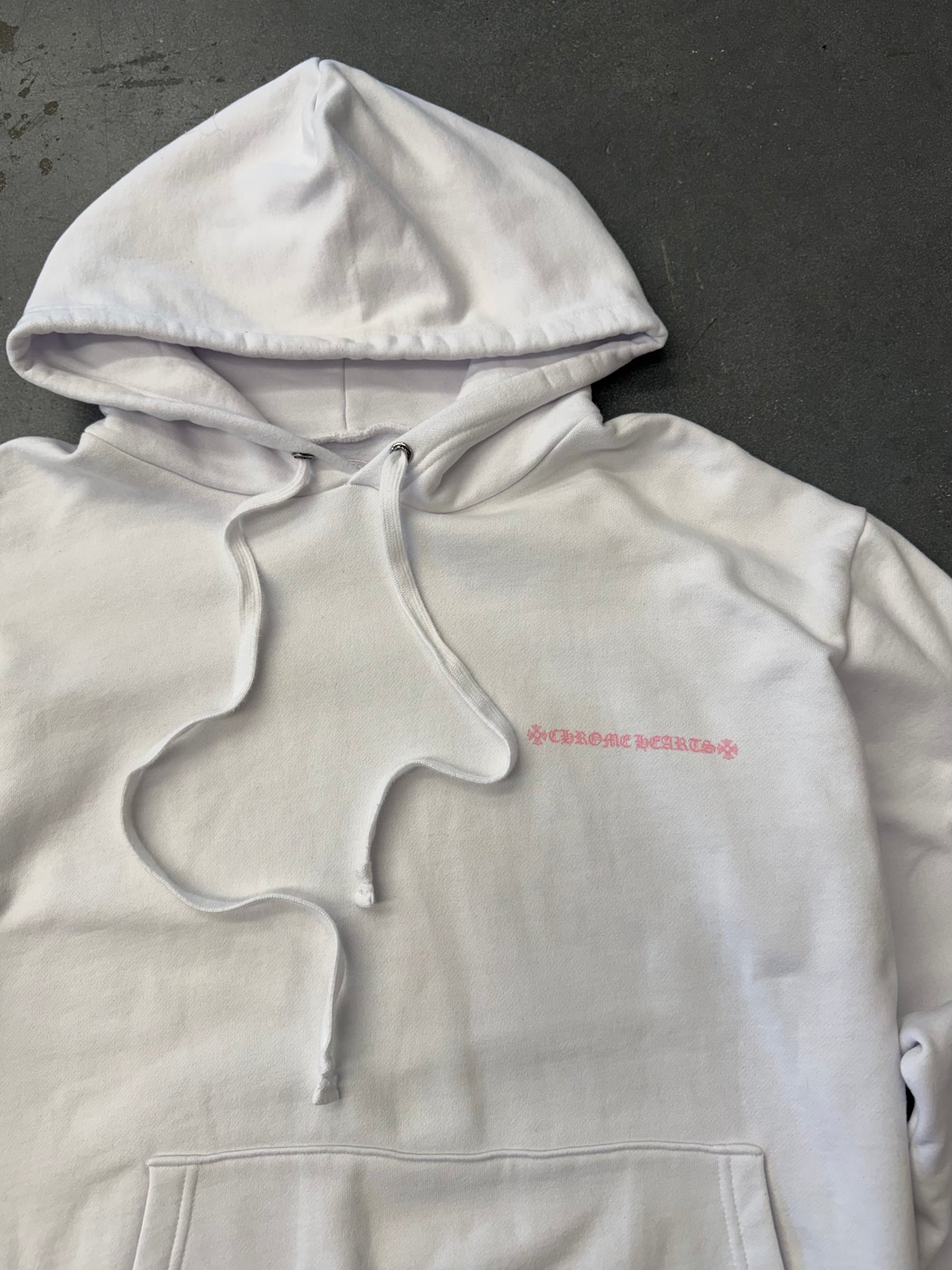 CHROME HEARTS LAURIE LYNN STARK LOVE YOU PULLOVER HOODIE - WHITE/PINK