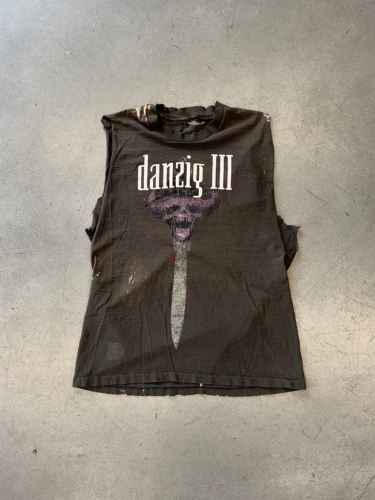 90S DANZIG III: HOW THE GODS KILL DISTRESSED AND FADED CUTOFF TEE (PULLED TAG)