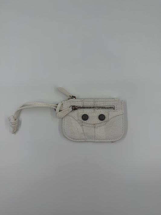 BALENCIAGA LE CAGOLE COIN PURSE WALLET - WHITE DENIM