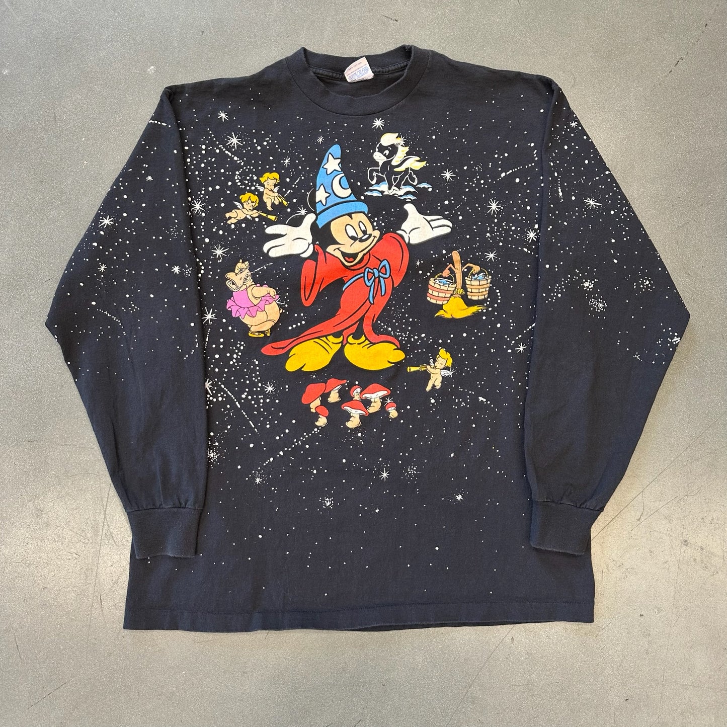 1990 DISNEY FANTASIA 50TH ANNIVERSARY MICKEY SORCERER LONGSLEEVE TEE (DISNEY CHARACTER FASHIONS TAG)