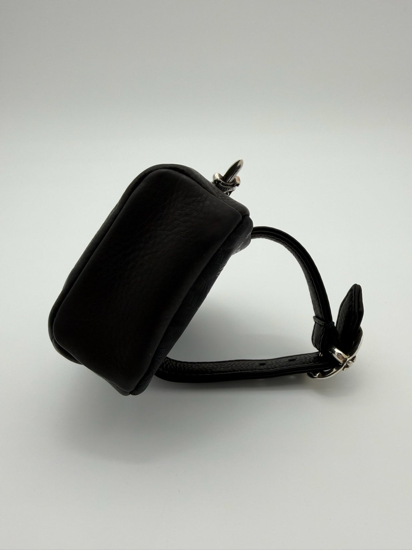 CHROME HEARTS STENCIL MULTI-MOTIF NYLON WRIST BACKPACK BRACELET WITH GUNSLINGER BUCKLE STRAP