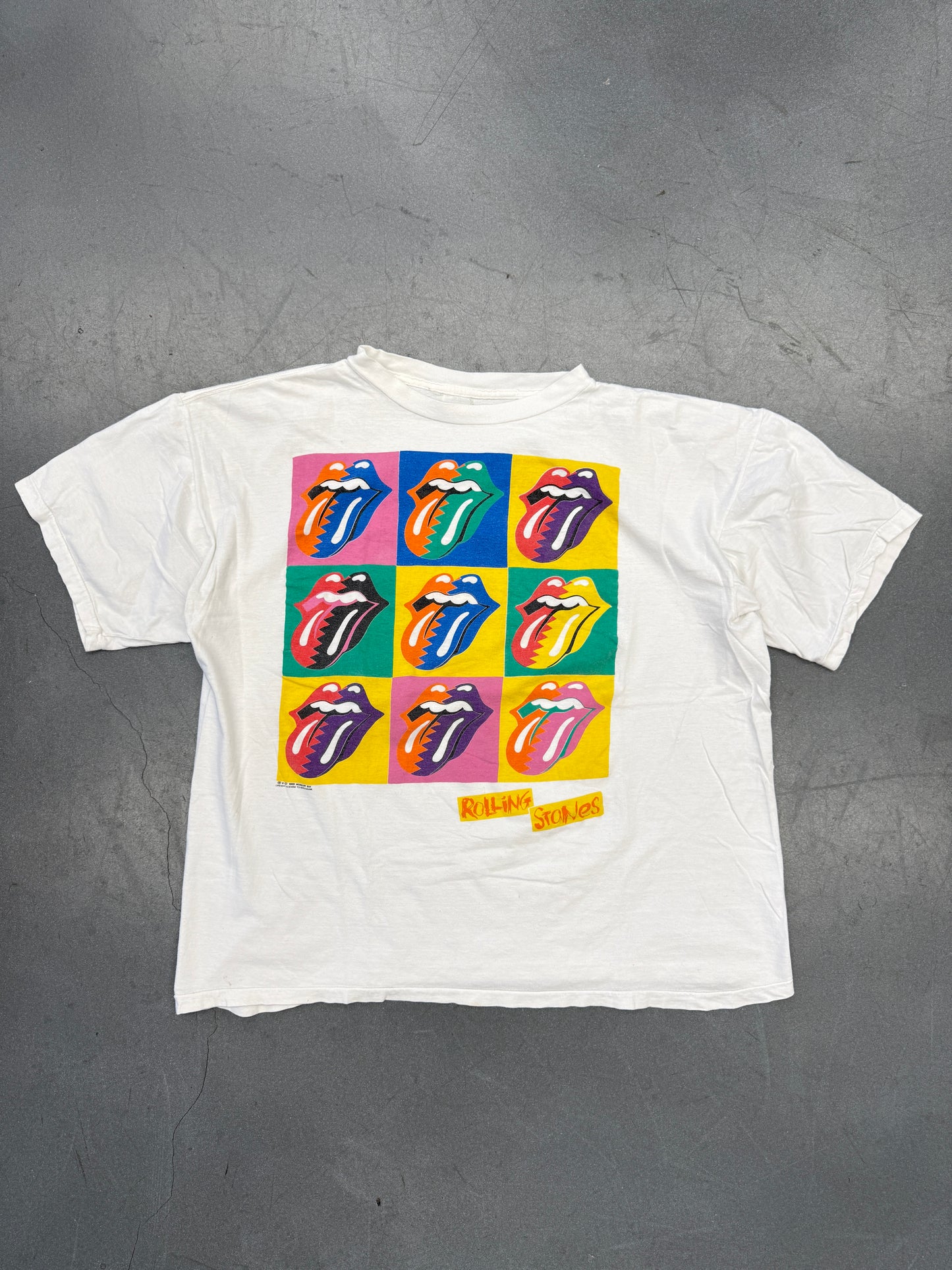 1989 ROLLING STONES URBAN JUNGLE EUROPE 1990 TOUR ANDY WARHOL INSPIRED TEE (PULLED TAG)