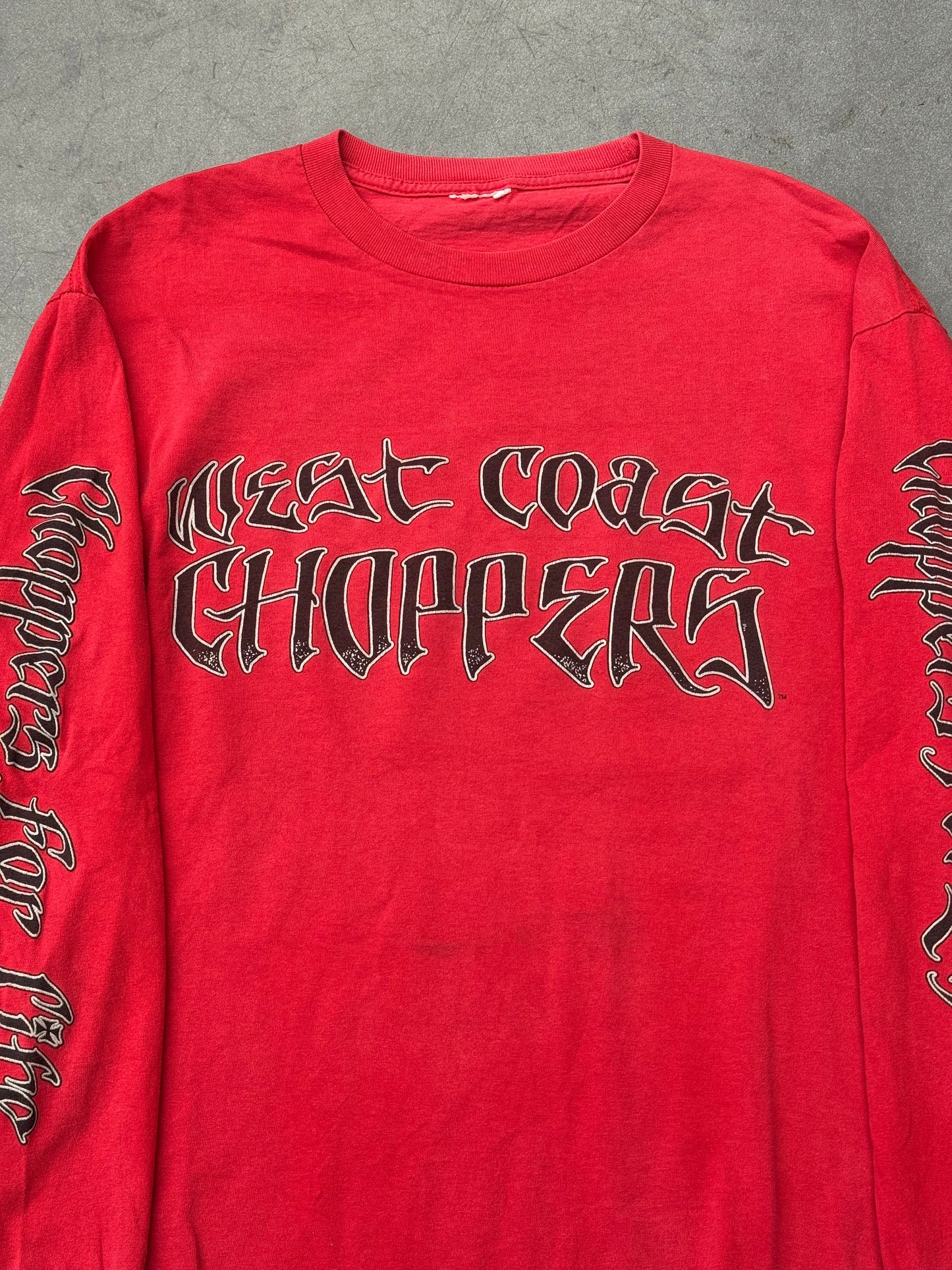 00'S WEST COAST CHOPPERS "CHOPPERS FOR LIFE" LS SPELLOUT TEE ( CUT TAG)