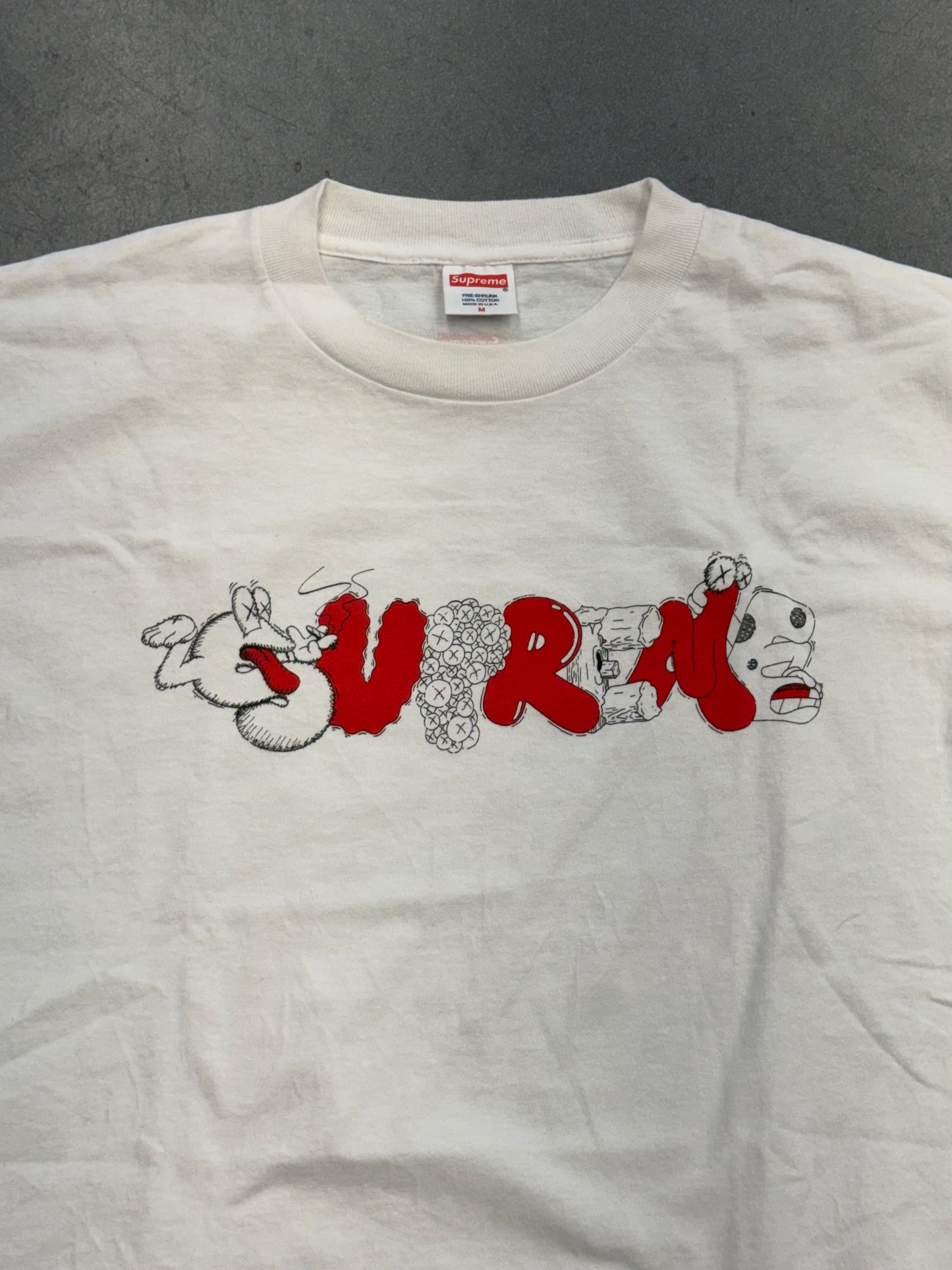 SS11 SUPREME X KAWS X ORIGINALFAKE BUBBLE LOGO TEE - WHITE