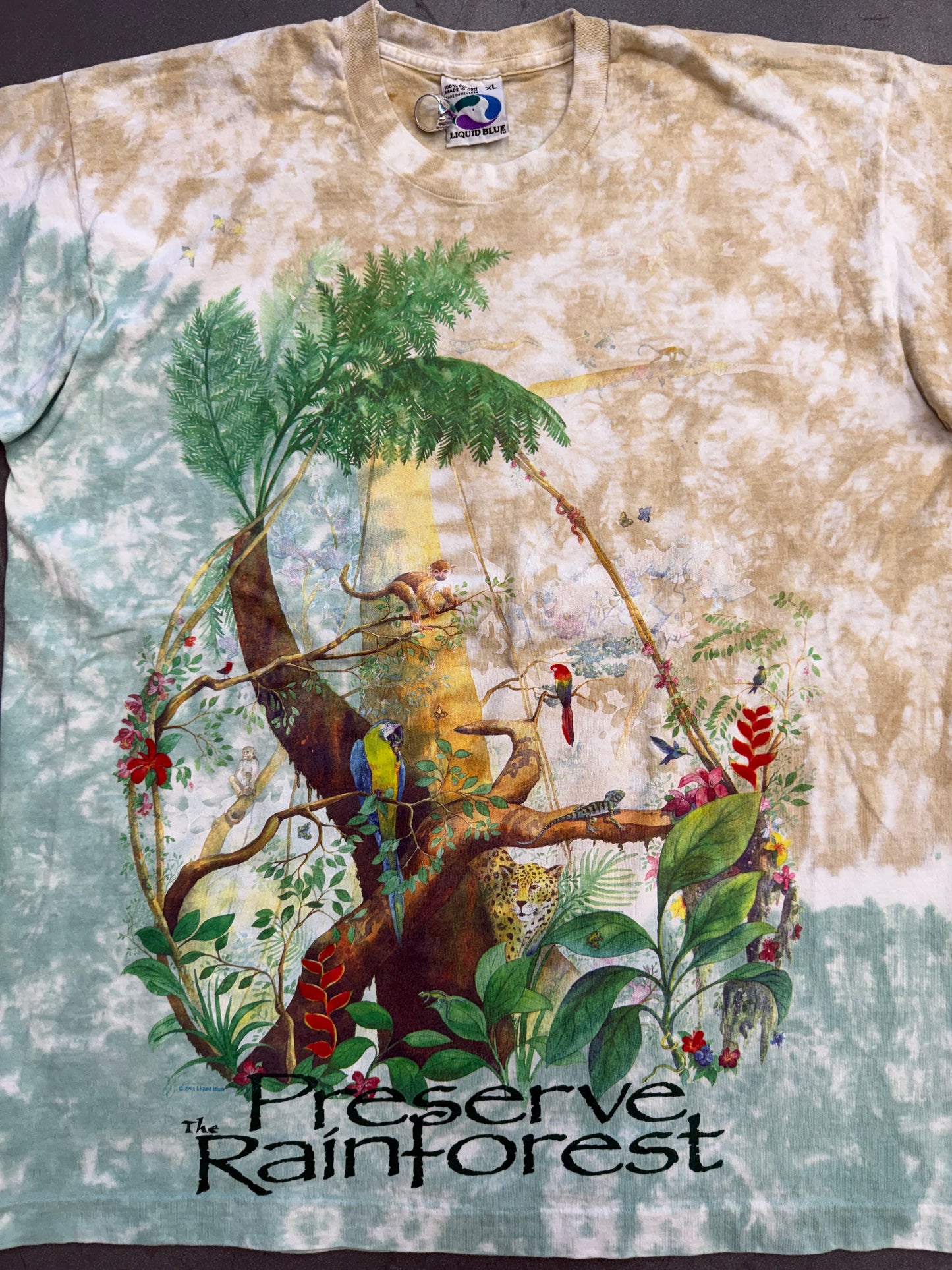 1991 PRESERVE THE RAINFORST AOP TEE (LIQUID BLUE TAG)