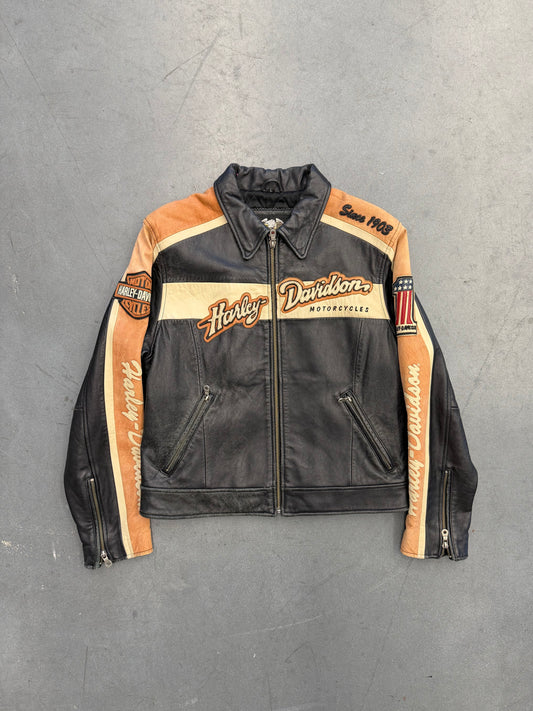 Y2K HARLEY-DAVIDSON "RIDE TO LIVE" FADED FULL-ZIP LEATHER JACKET