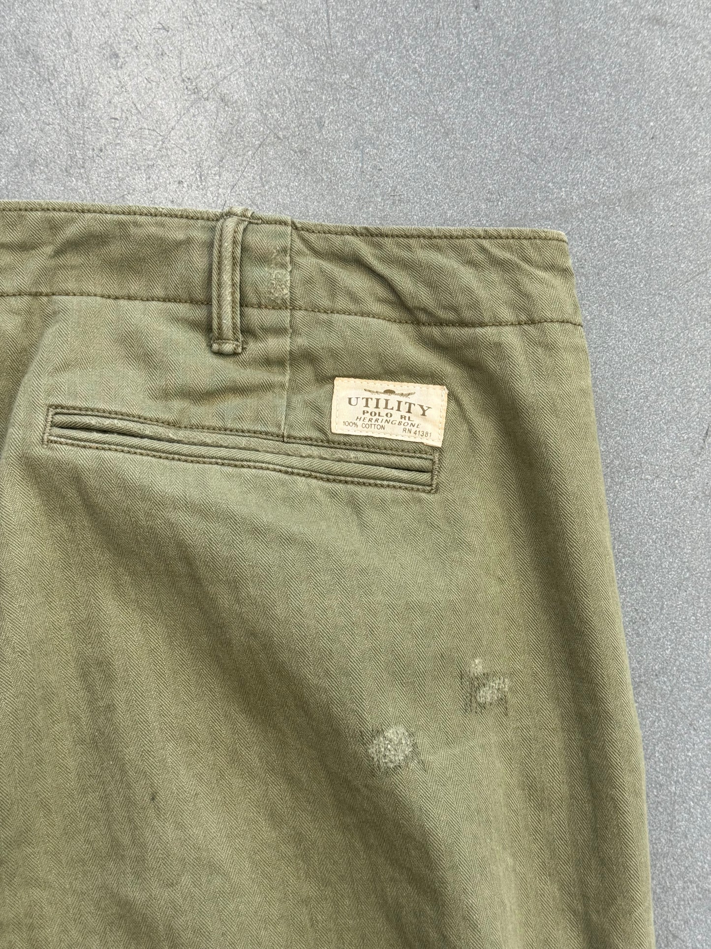 VINTAGE POLO RALPH LAUREN UTILITY HERRINGBONE DISTRESSED PATCHWORK PANT