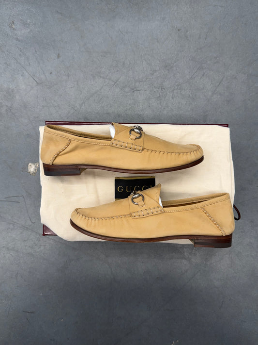 GUCCI HORSEBIT SUEDE LOAFERS - TAN
