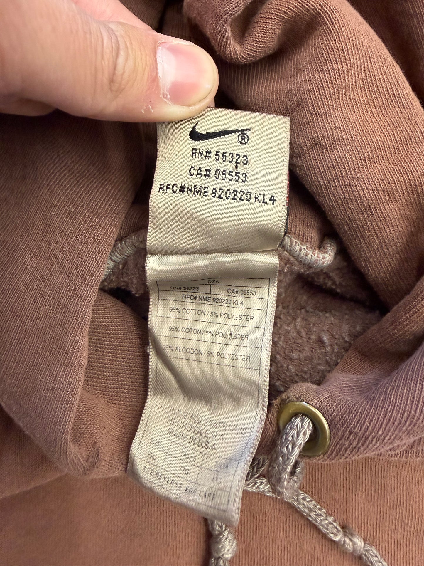 90S NIKE SIDE SWOOSH PULLOVER HOODIE - BROWN (NIKE RED SWOOSH TAG)