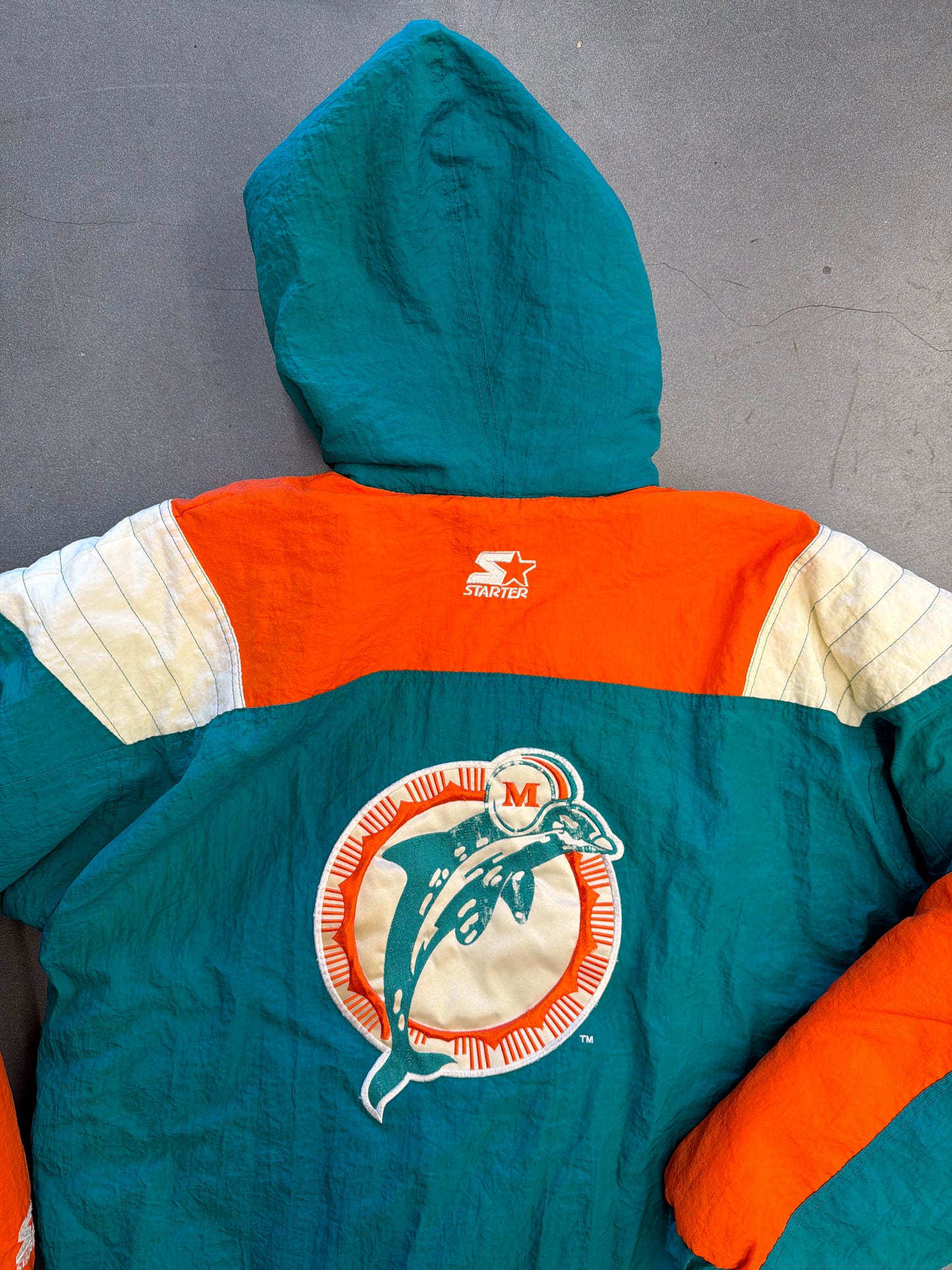 90S STARTER MIAMI DOLPHINS 1/4 ZIP PUFFER JACKET (STARTER PRO LINE TAG)
