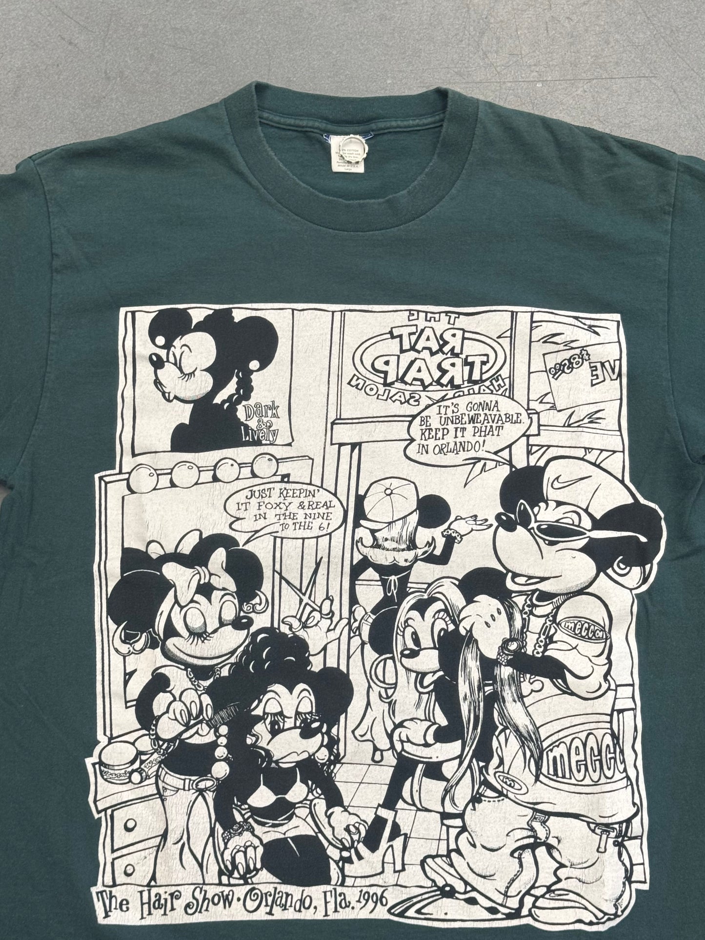 1996 THE HAIR SHOW ORLANDO, FLA. BOOTLEG MINNIE MOUSE COMIC STYLE TEE (CUT TAG)