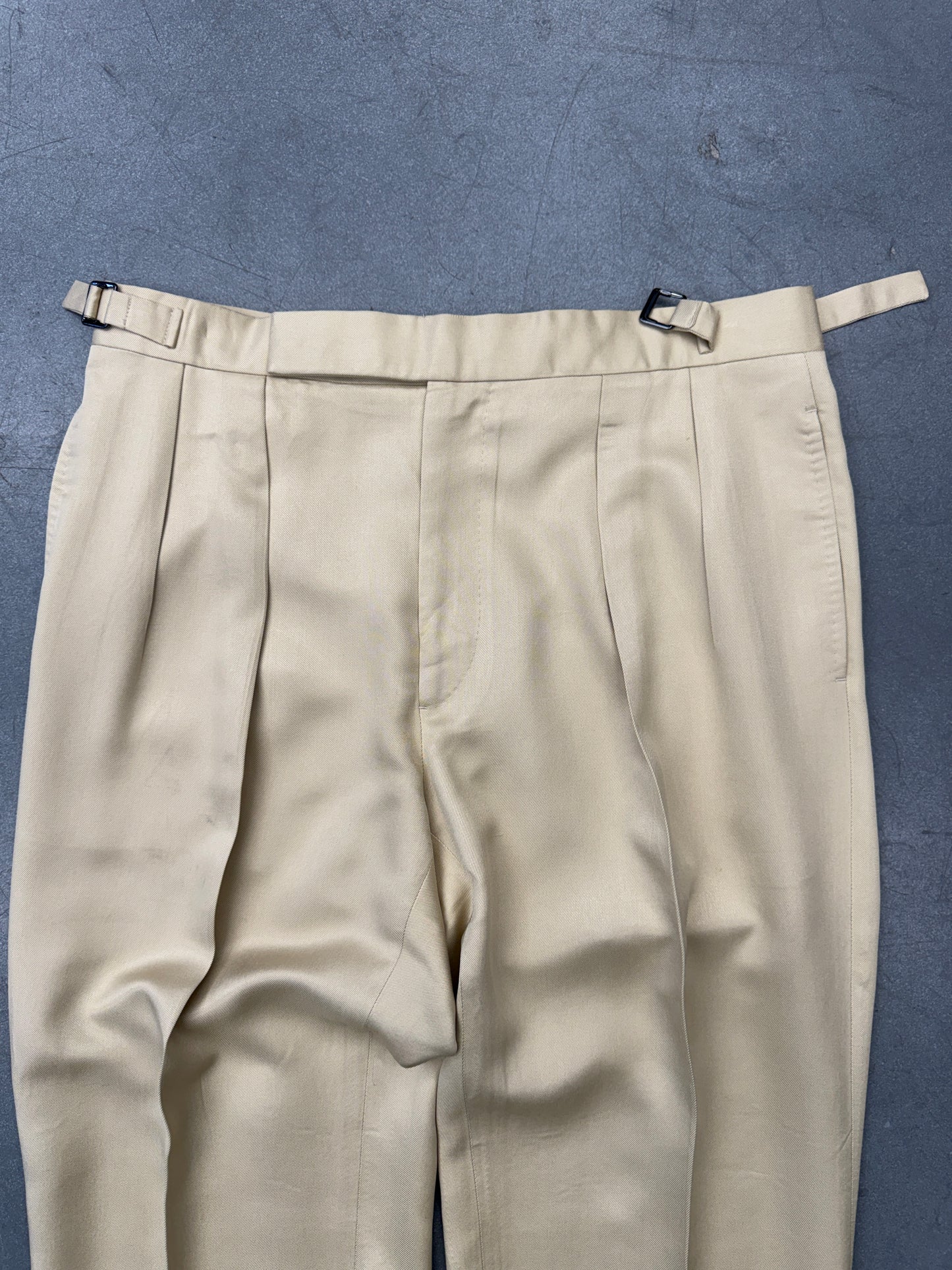 RALPH LAUREN PURPLE LABEL 100% SILK SLACKS - CREAM