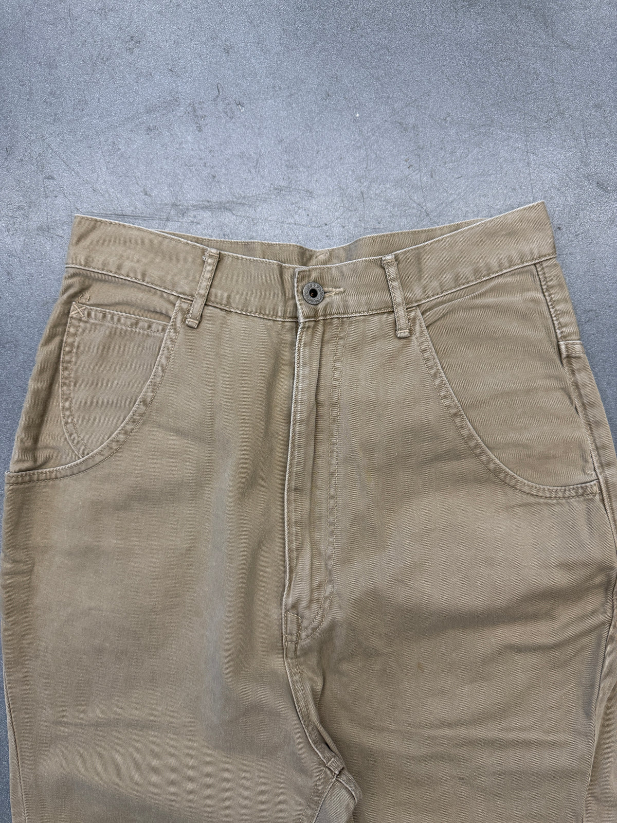 KAPITAL CHINO PANTS WITH BELT BUCKLE BACK KHAKI
