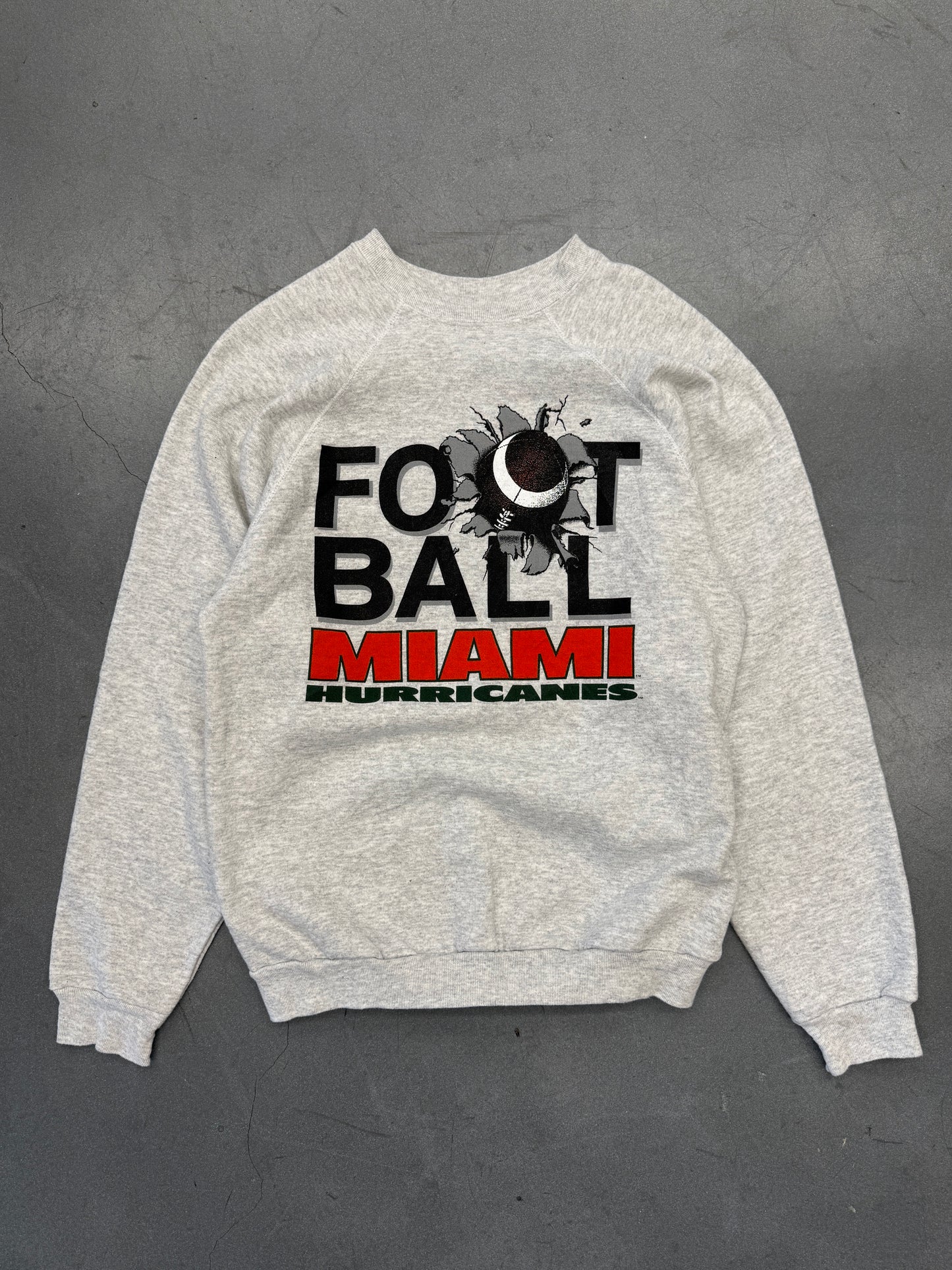 ‘90S FOOTBALL MIAMI HURRICANES CREWNECK SWEATER (TULTEX TAG)