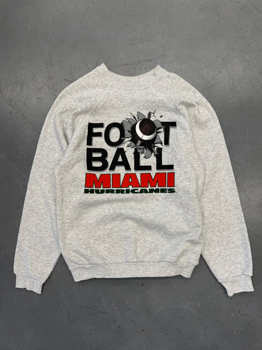 ‘90S FOOTBALL MIAMI HURRICANES CREWNECK SWEATER (TULTEX TAG)