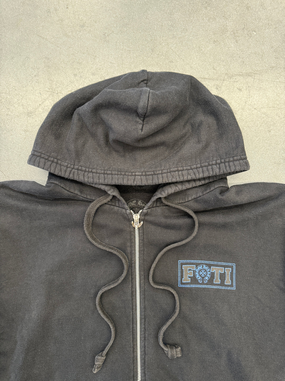 CHROME HEARTS FLORAL FOTI ZIP-UP HOODIE - BLACK/BLUE