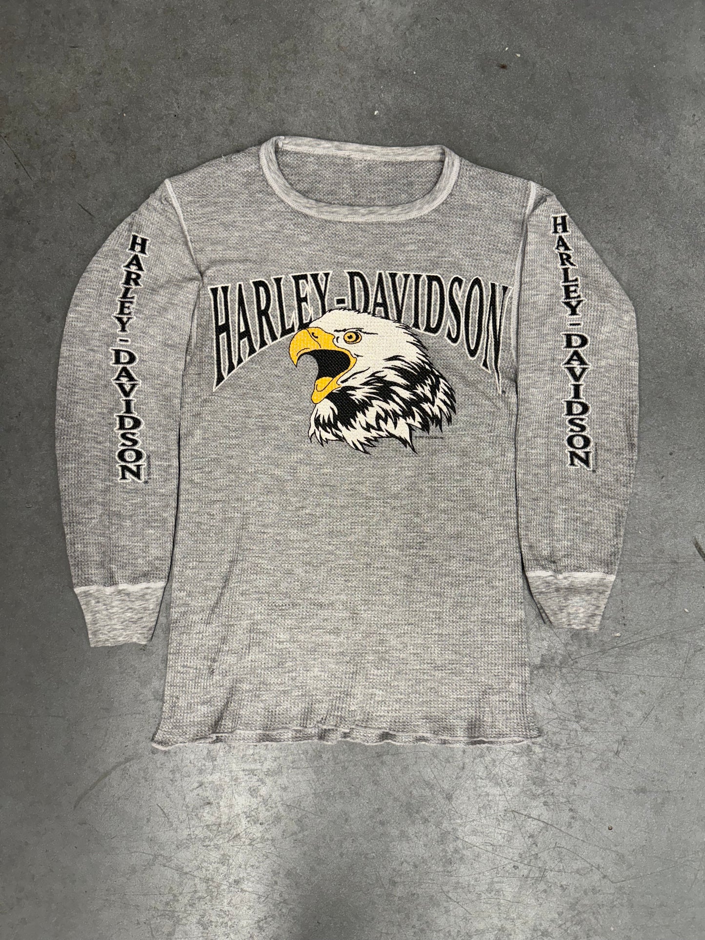 1992 HARLEY-DAVIDSON EAGLE GREY THERMAL LONGSLEEVE (PULLED TAG)