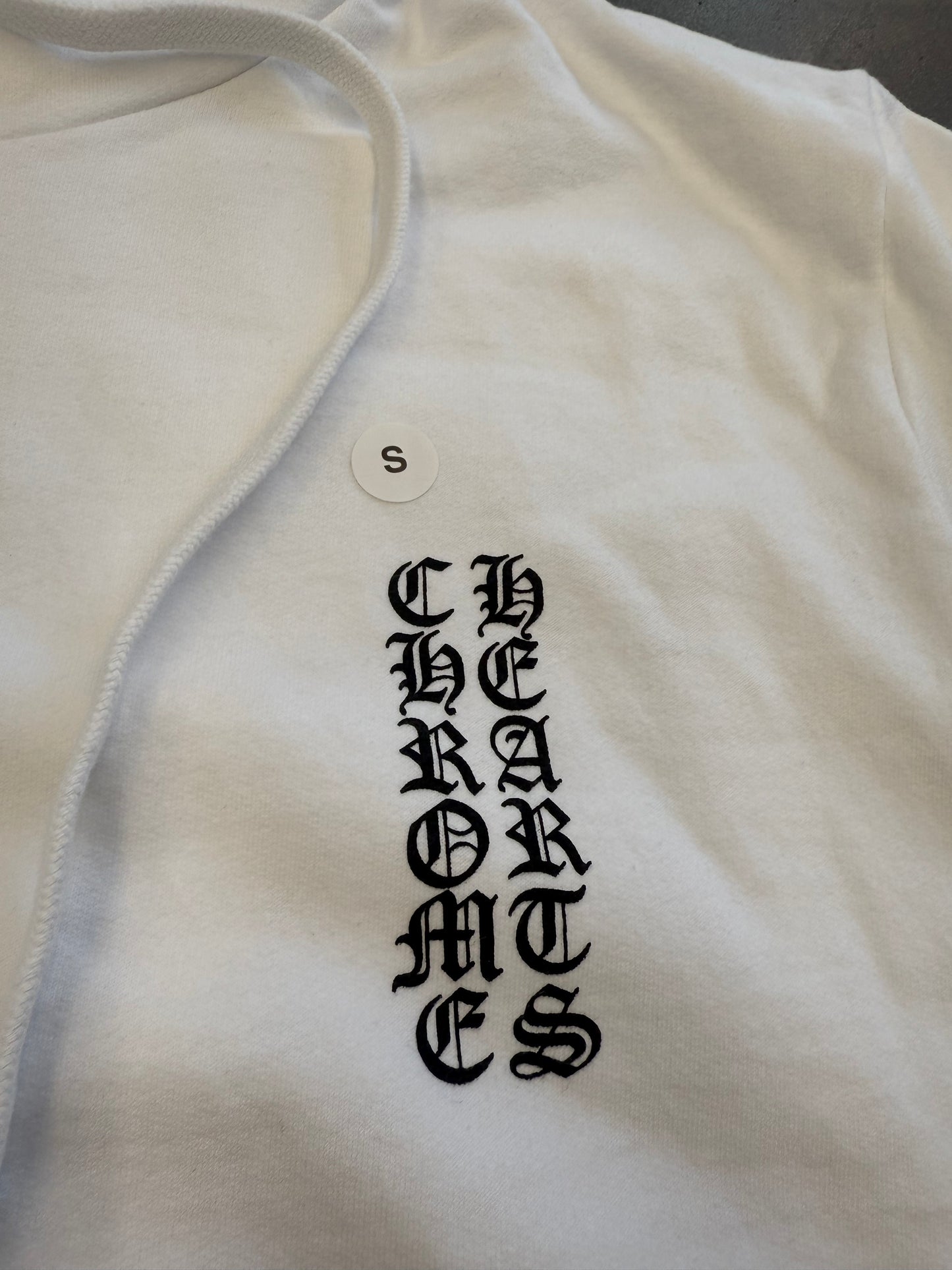 CHROME HEARTS VERTICAL LOGO ZIP UP HOODIE - WHITE