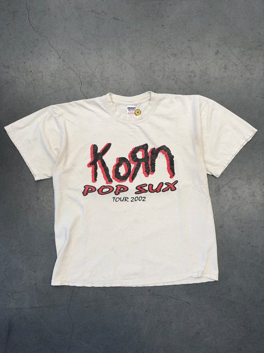 2002 KORN & DISTURBED POP SUX U.S. TOUR TEE (GILDAN ACTIVEWEAR TAG)