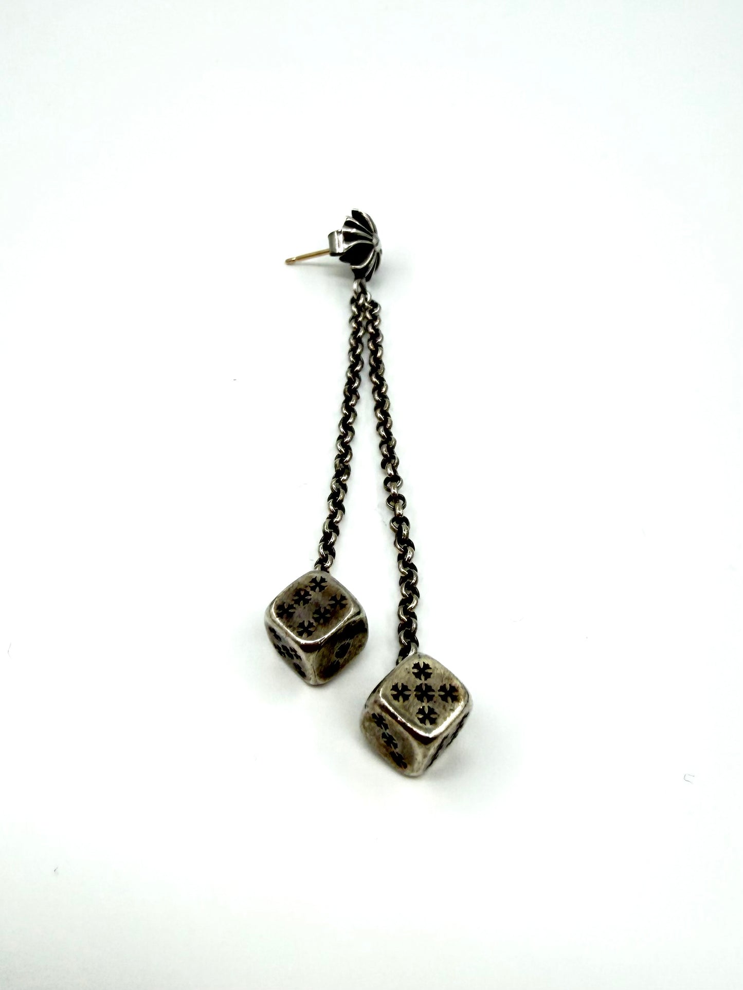 CHROME HEARTS SILVER DICE DANGLE EARRING