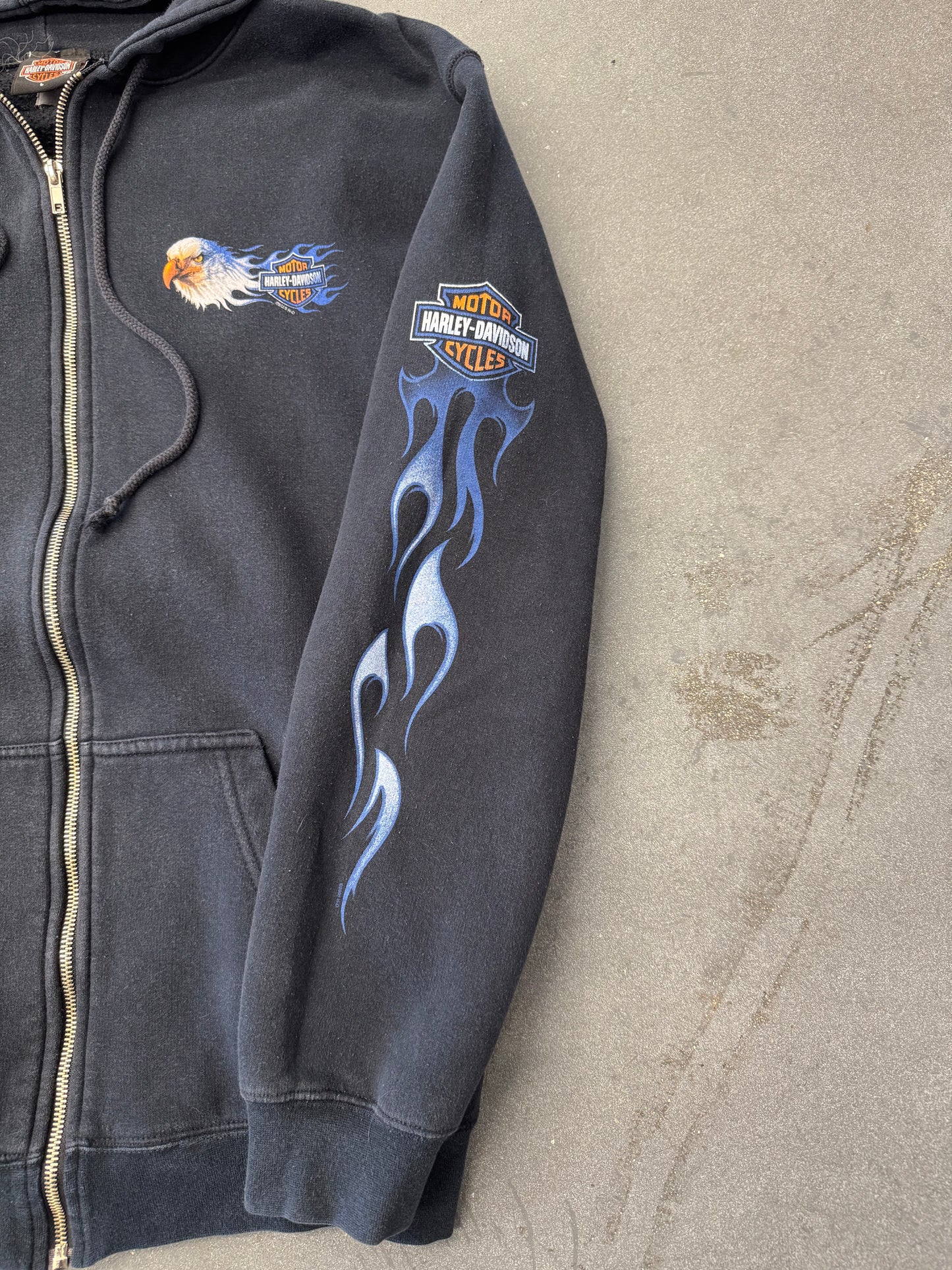 2005 HARLEY-DAVIDSON RENO NEVADA BLUE FLAMES ZIP-UP HOODIE