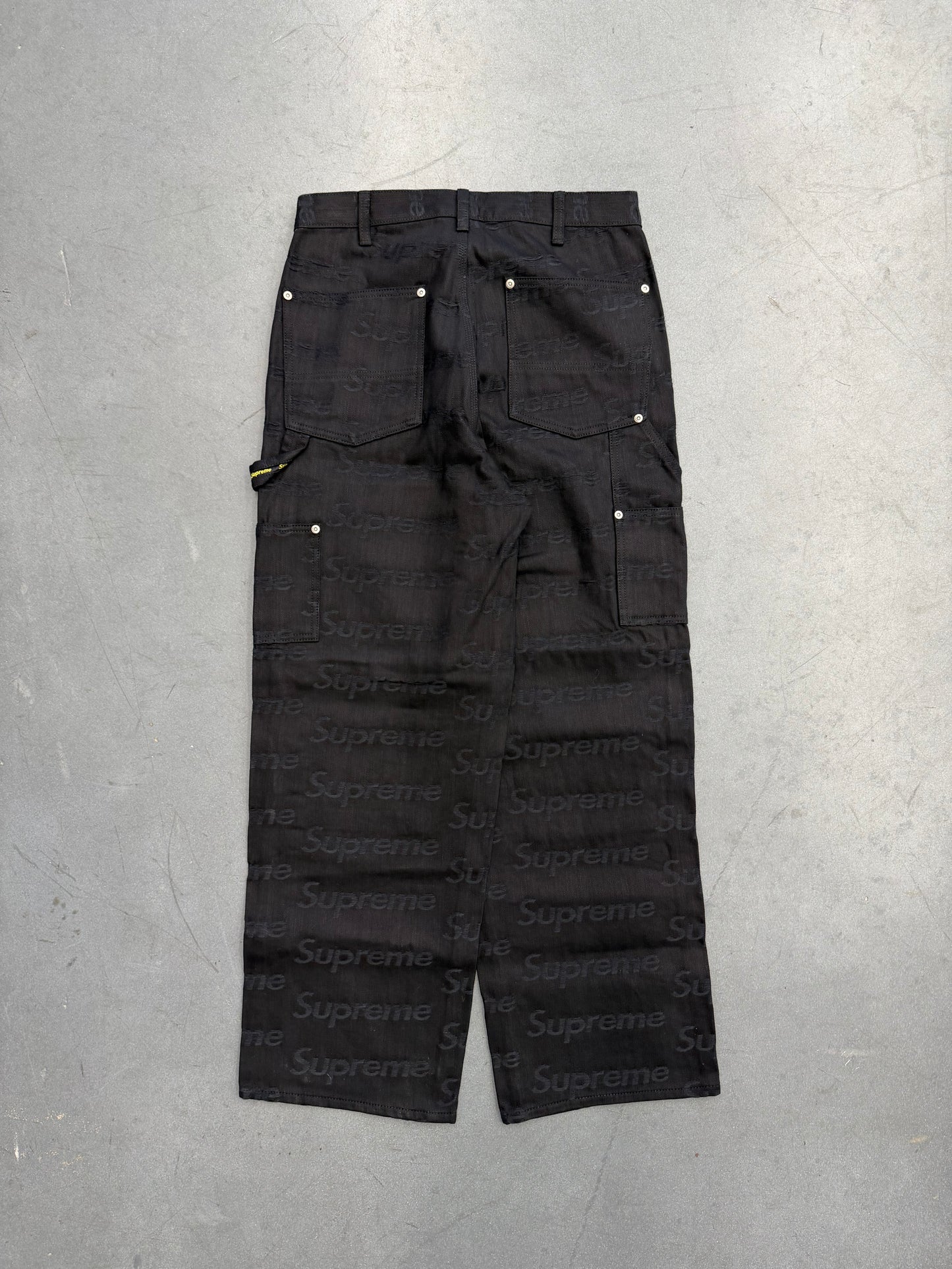 FW25 SUPREME JACQUARD LOGOS DOUBLE KNEE DENIM PAINTER JEAN - BLACK